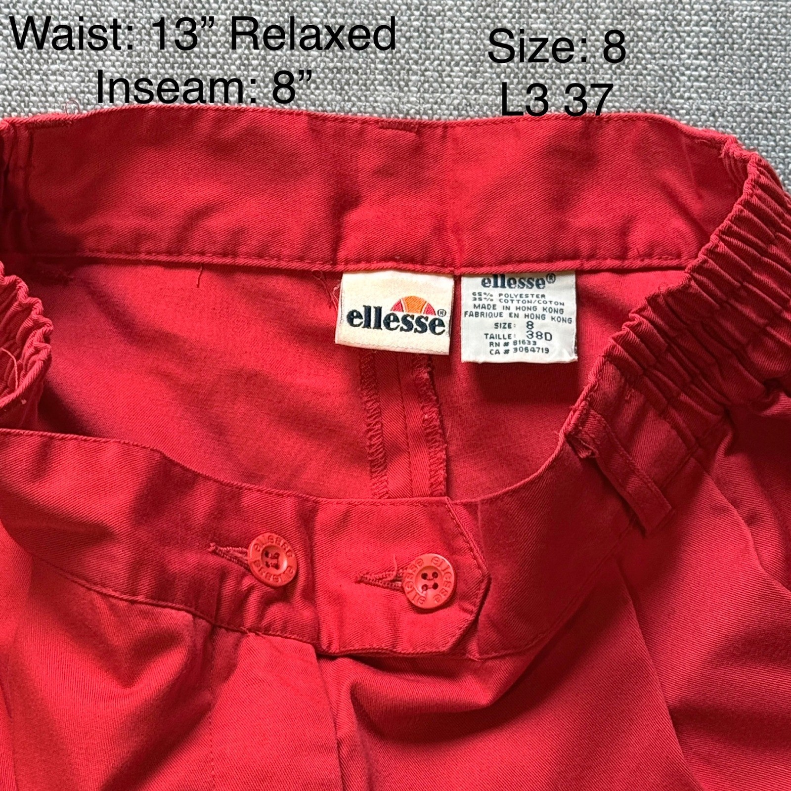 Vintage Ellesse Red High Waisted Pleated Sport Shorts Womens Size 8 Retro 90s