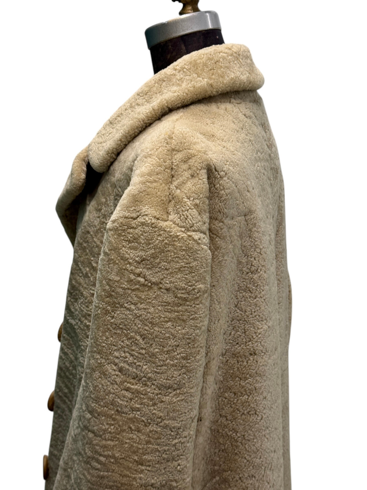 1960s Heavy Cream Wool Double Breasted Coat By Carlin&rsquo;s Fine Furs New York Large