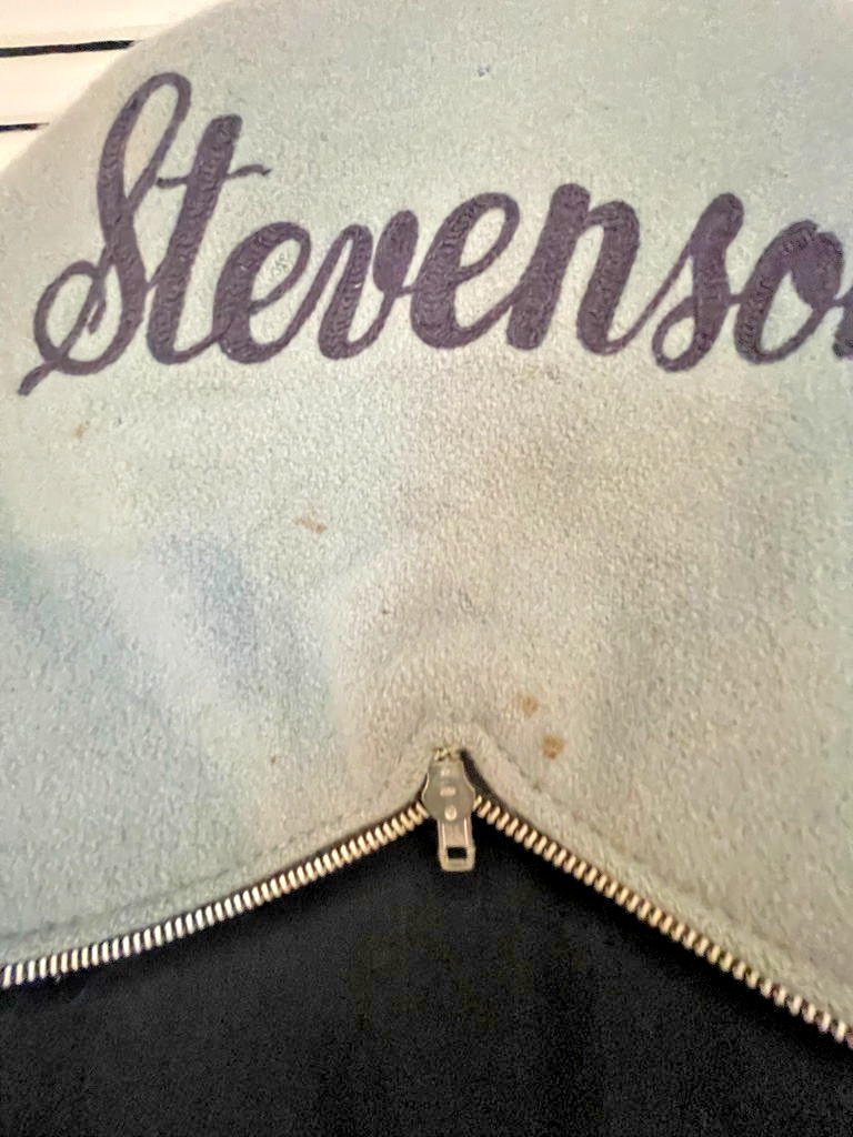 1985 Vintage Dark & Light Blue Wool Varsity Jacket Woman&rsquo;s SMALL
