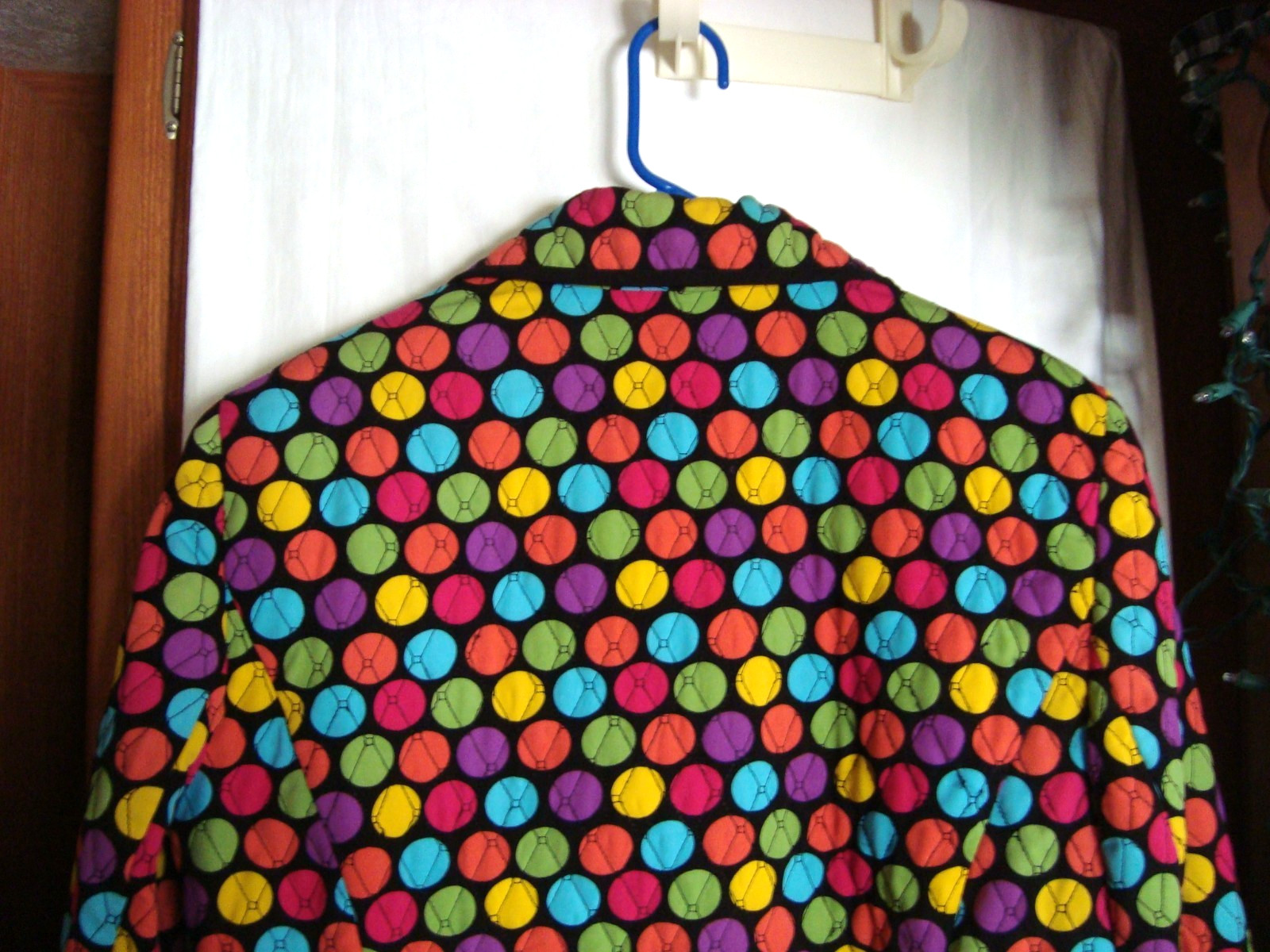 Vintage RQT ART TO WEAR Jacket*Multi Color « Baseball »Polka Dots*XL*Lined*Quilted