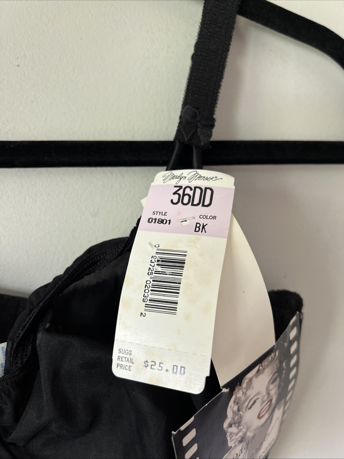 Vintage Marilyn Monroe Warner’s 90s Black Sheer Mesh & Lace Bra Underwire 36DD