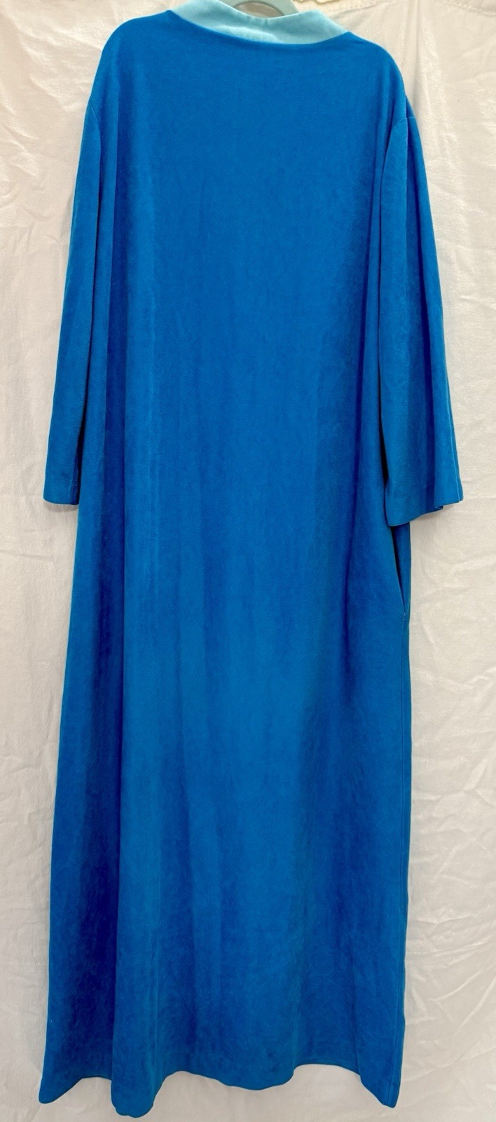 VTG 70s Blue Hostess Caftan Maxi Lounge Dress Boho Grandma Chic Glam