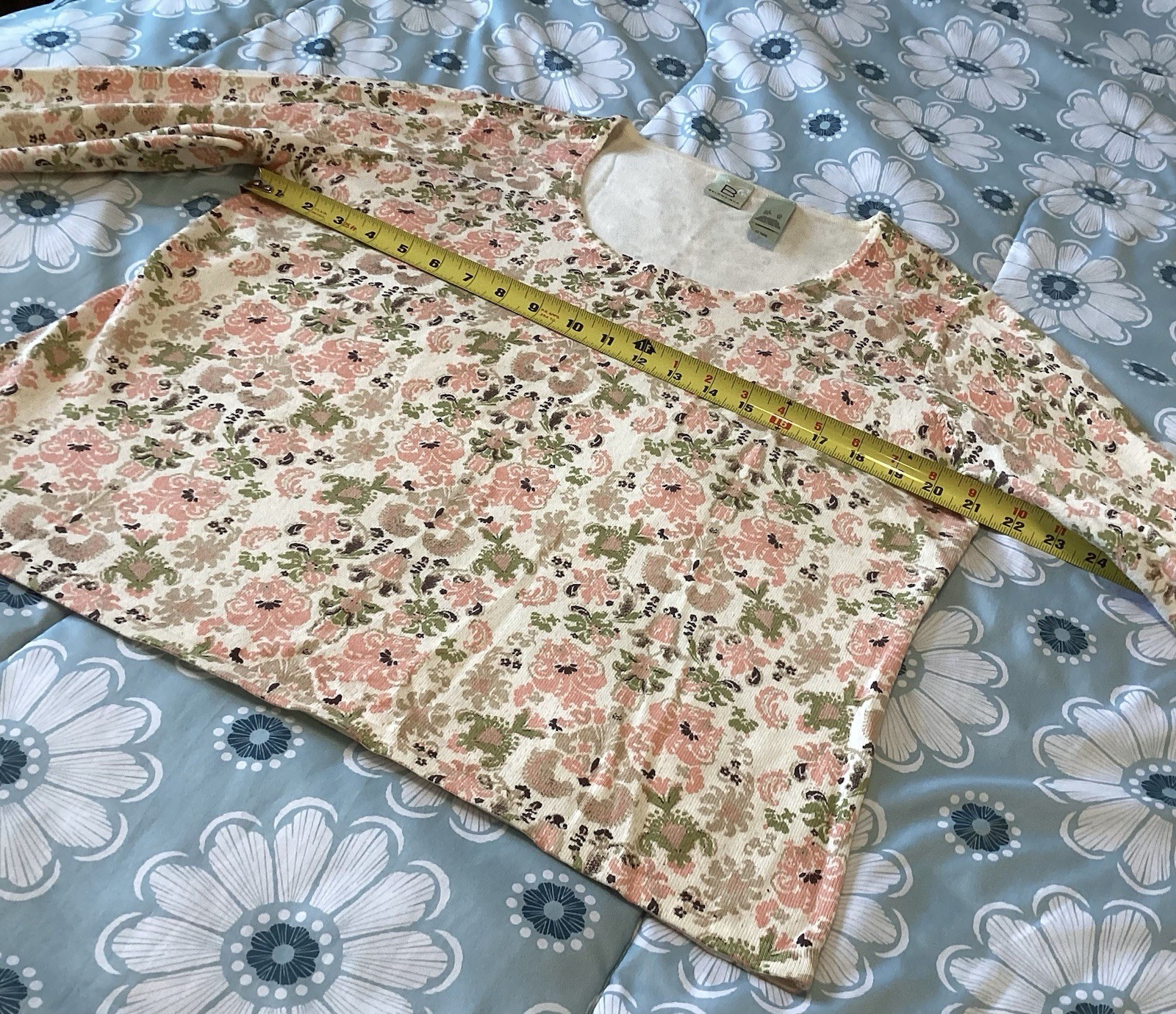 VTG Y2K Belongings Top XL Muted Floral Damask Knit 90’s Made In Hong Kong NWOT