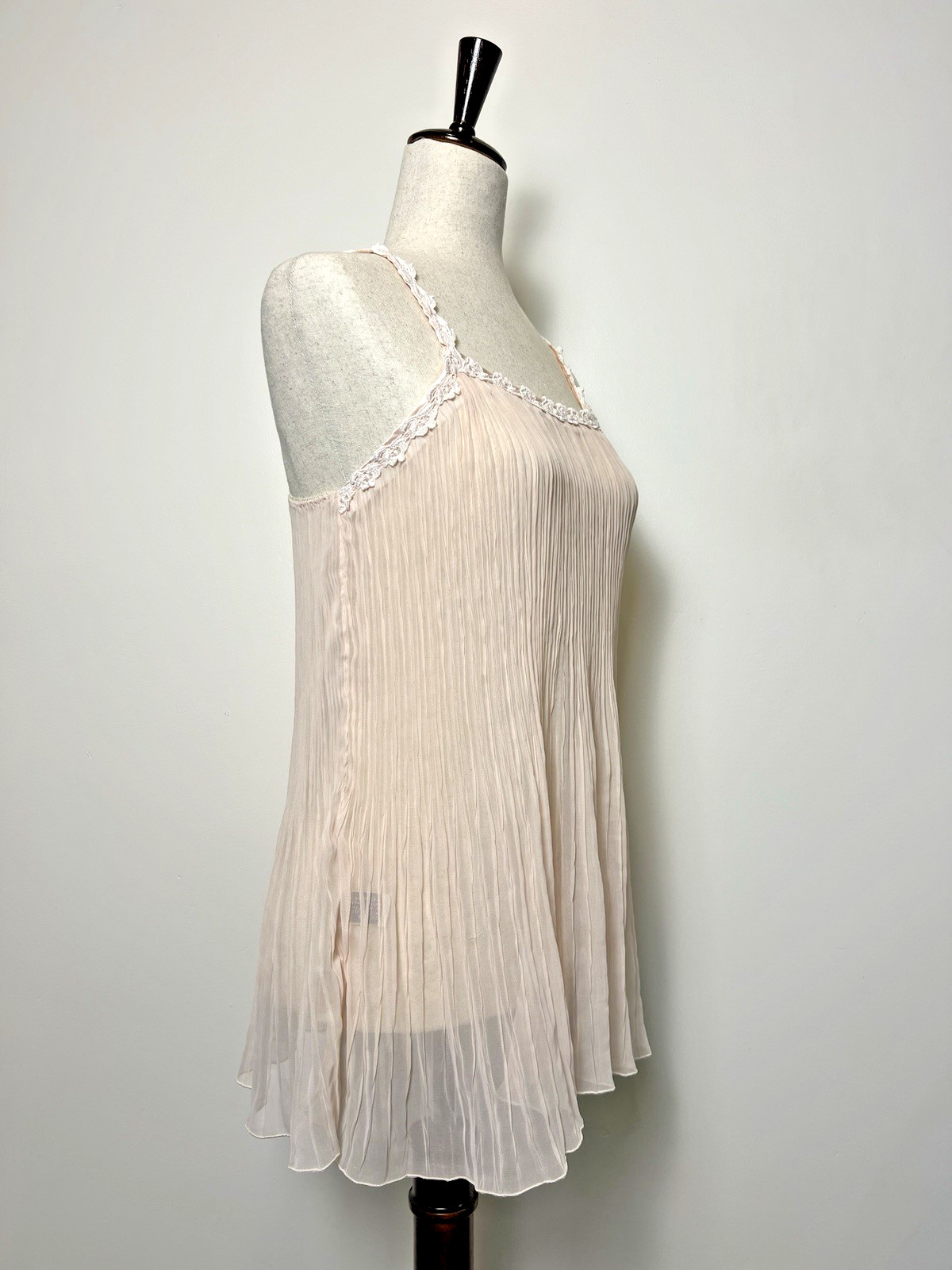 Vintage Embry Light Peach Pleated Sheer Babydoll Nightgown Women&rsquo;s S