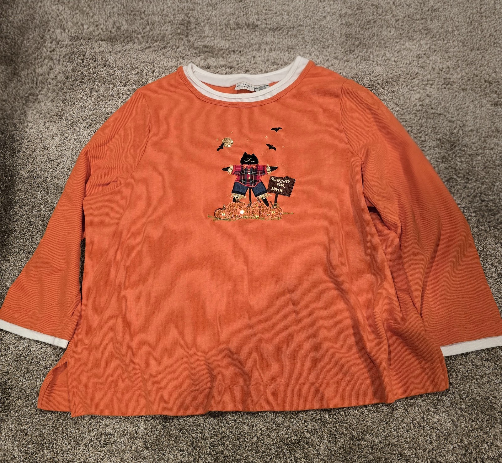 Vtg Women&rsquo;s White Stag Halloween Fall Scarecrow Sweater Shirt Size 3x 22w-24w