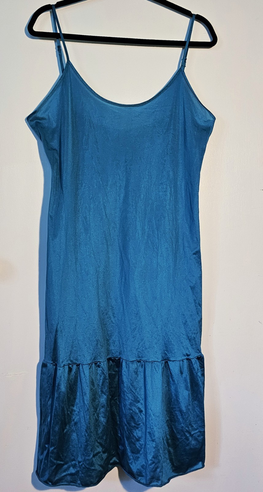 Vintage Lady Cameo Couture Dallas Nightgown Lingerie, XLarge Teal Slip, Orig Pkg