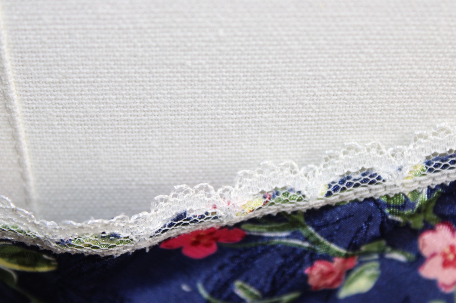 Vintage Inner Most Blue Short Nightgown – Sz M Floral Satin, Lace Trim