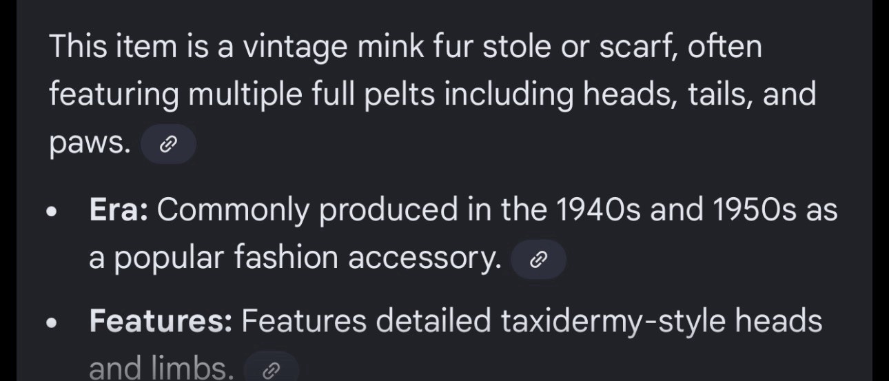 1930-40’s Mink stole Double Headed Clip On