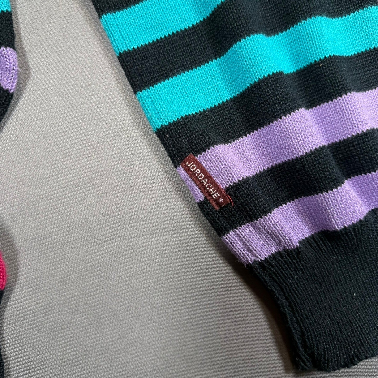 Jordache Vintage Womens Medium Multicolor Striped Knit Boat Neck Sweater Casual