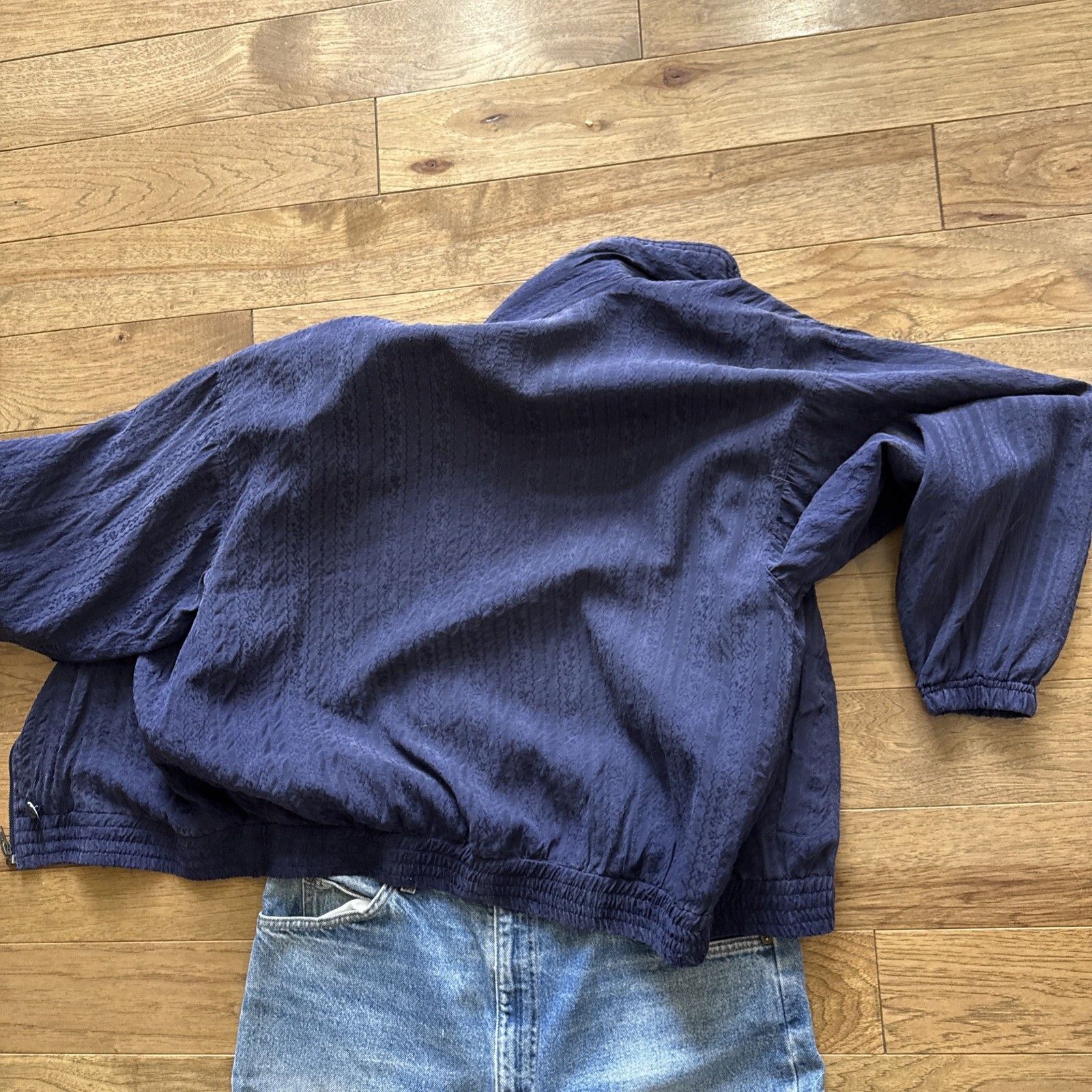 80s Mureli 100 Silk Jacquard Jacket Textured Avant Garde Vtg Windbreaker Golf M