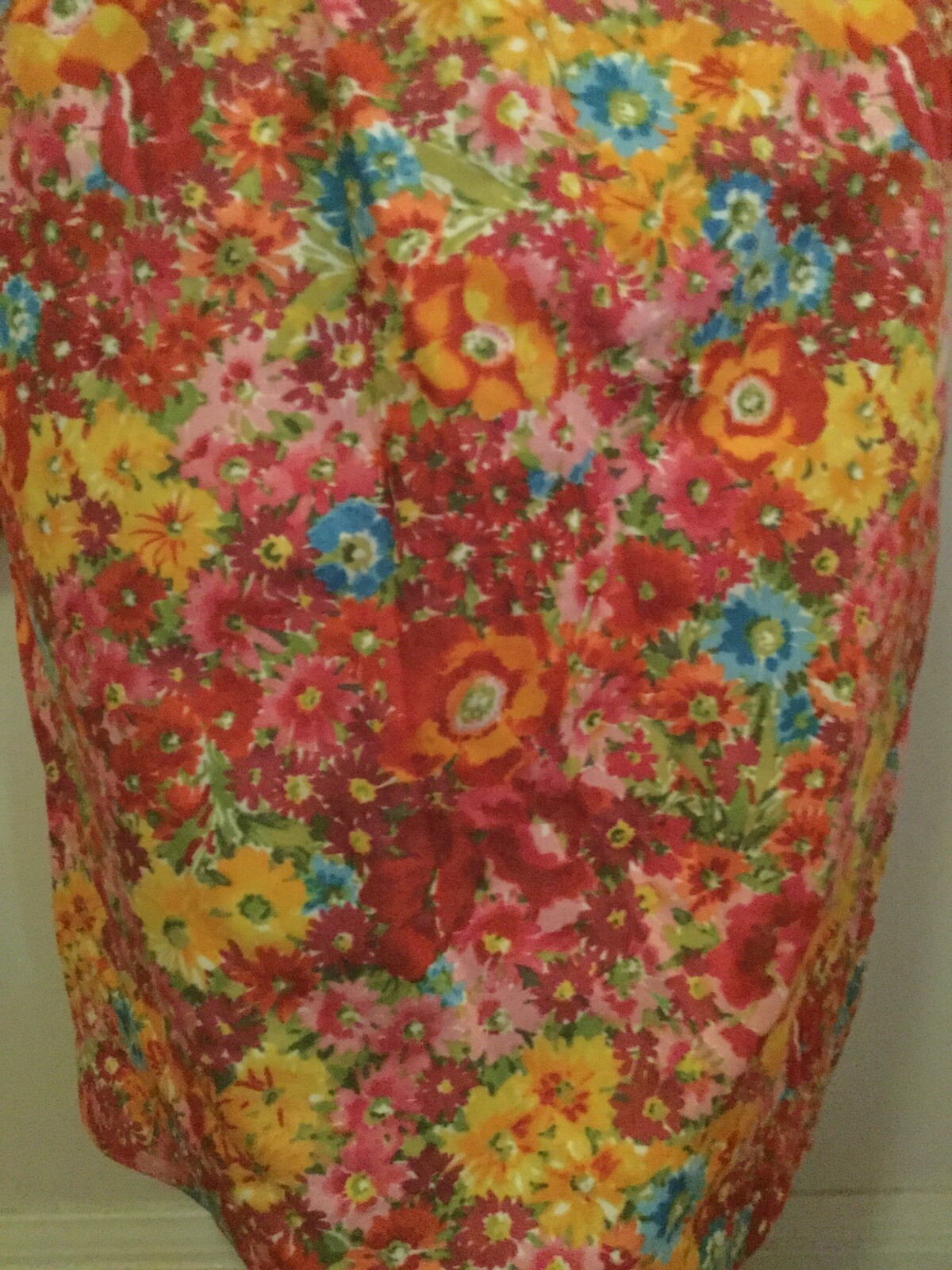 1970s Handmade Floral Spring Mod Indie Elastic Canvas Red Yellow Green Pink M
