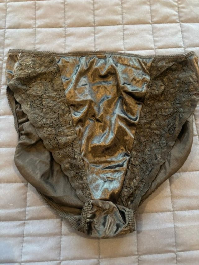 Vintage Myonne Satin Lace Panty Black Size 8
