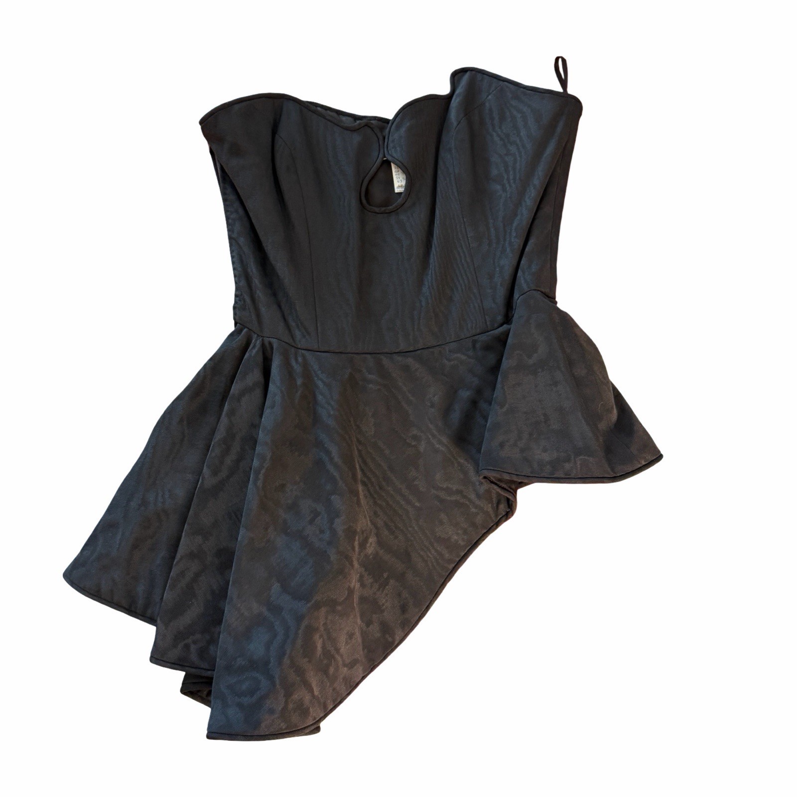 LANVIN Paris Bustier Top FR 38 Black Asymmetrical Corset Made in France