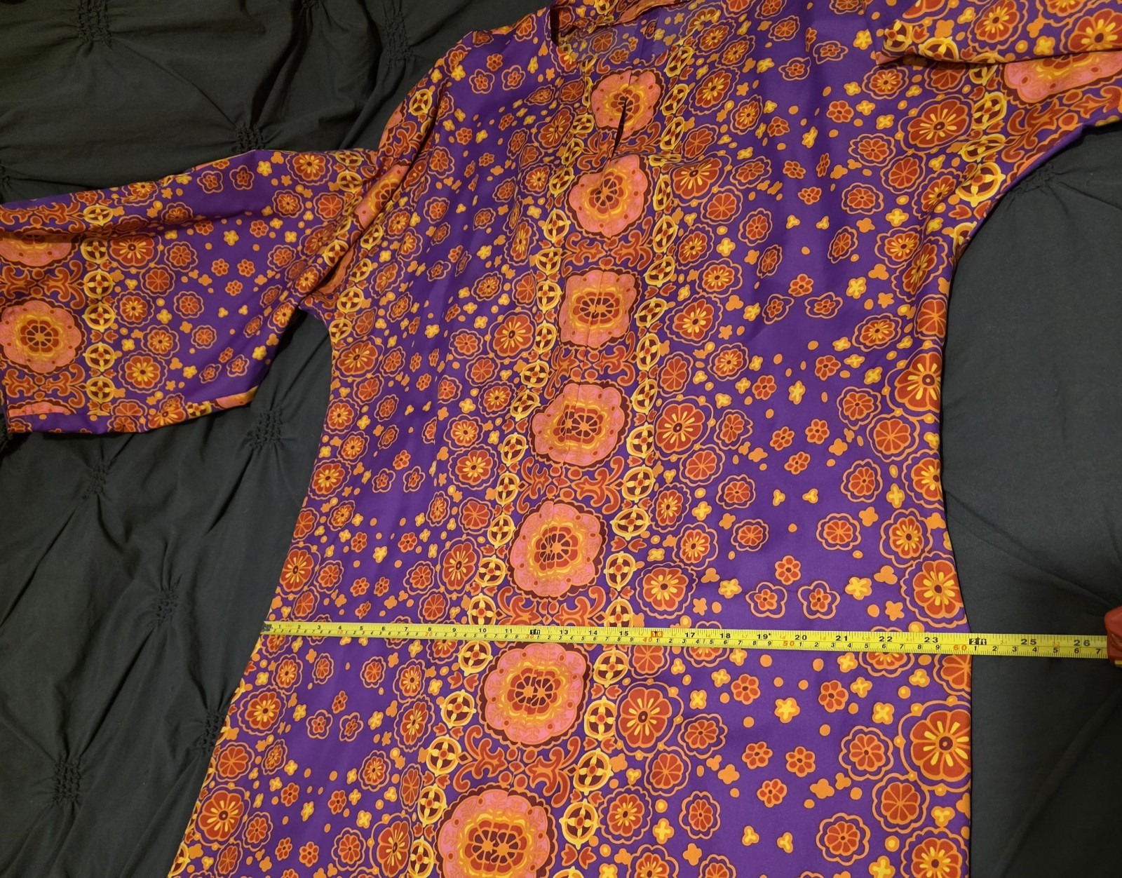 Vintage 1960s–70s Mod/psychedelic Maxi Dress No Tags Cotton/Poly Blend Colorful
