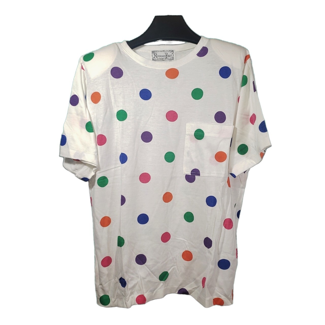 VTG Reference Point S/S T-Shirt Rainbow Polka Dot Shoulder-Pads Single-Stitch