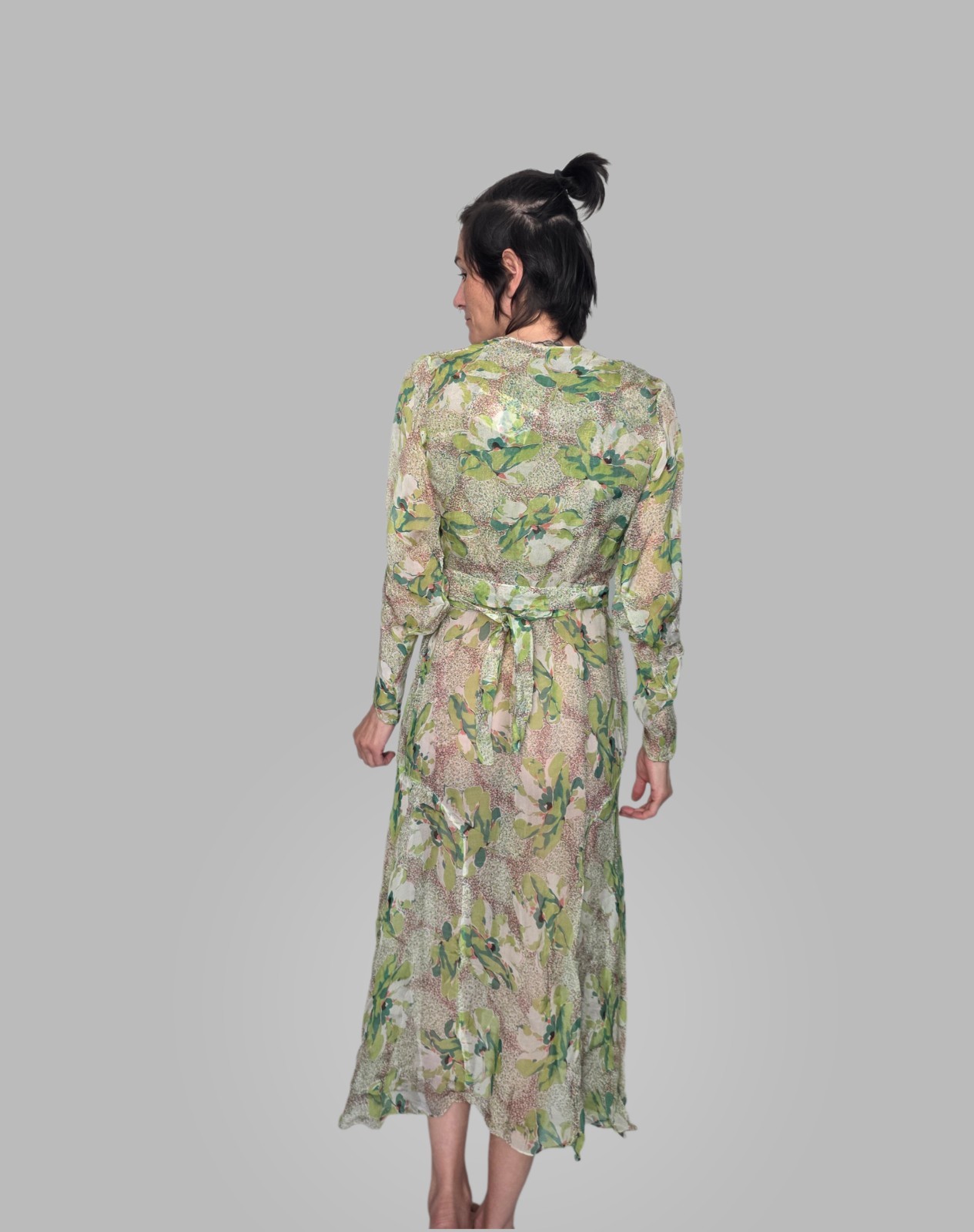 Authentic 1920s Printed Silk Dress | Antique Floral Silk Day Dress | Art Deco…