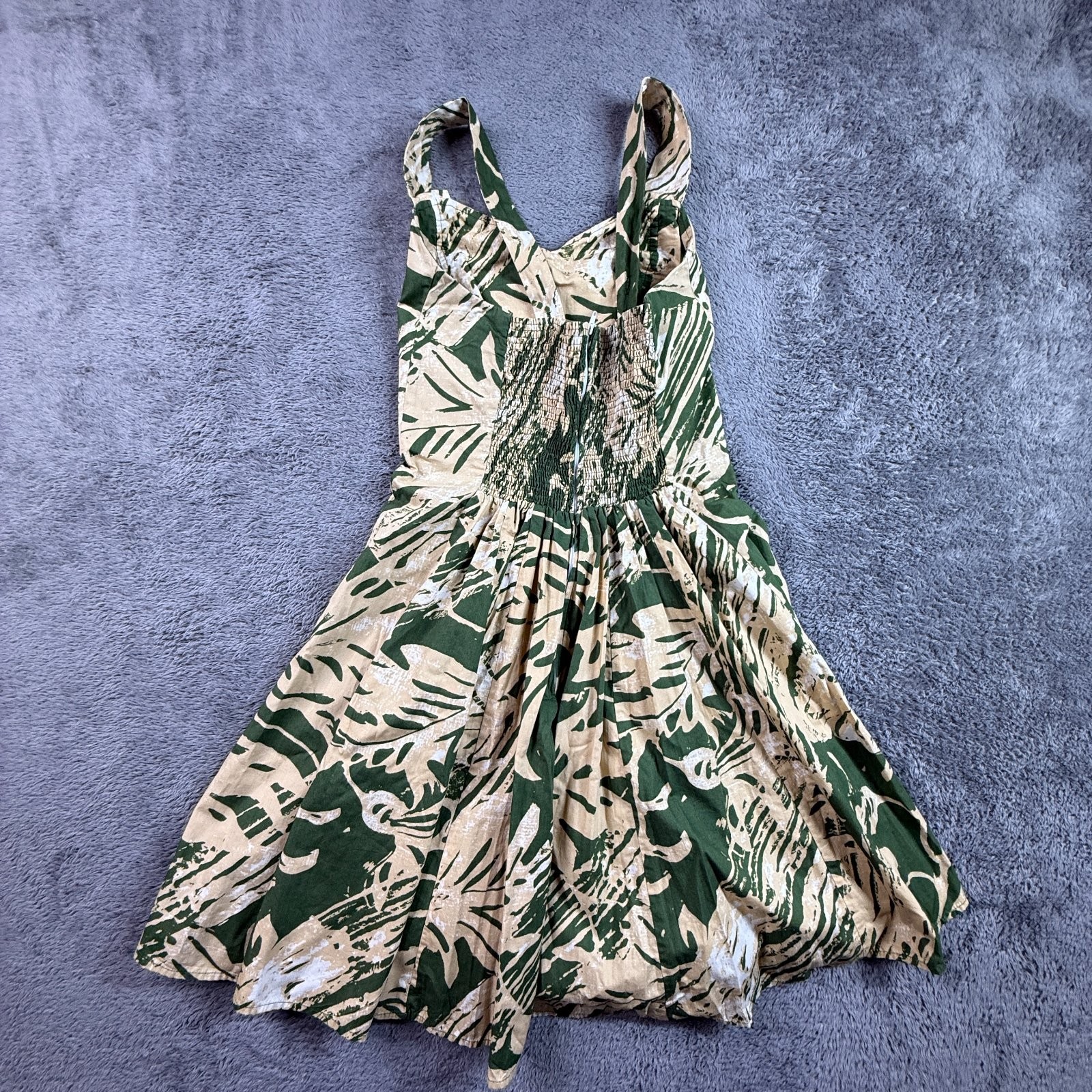VTG Hilo Hattie&rsquo;s Made in Hawaii Tropical Sundress Green Smocked Waist Women S