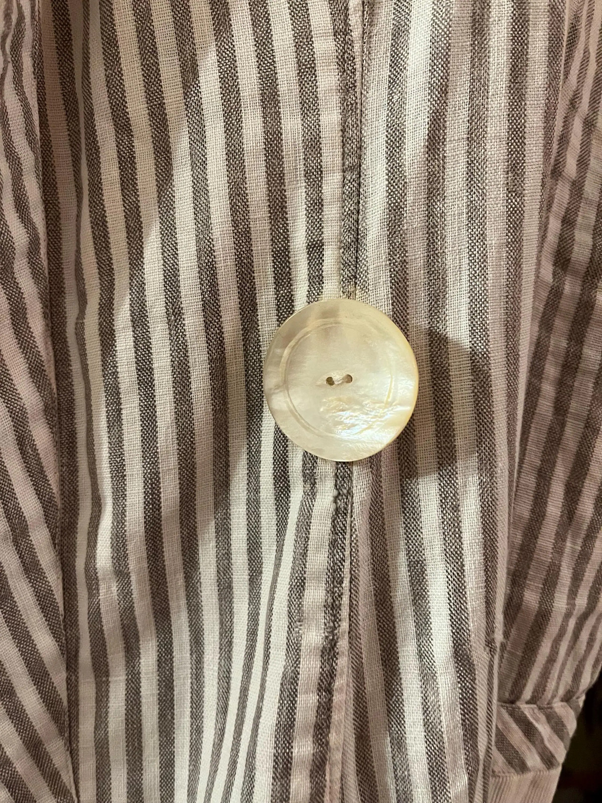 VICTORIAN PINSTRIPED LINEN Antique Walking Suit Jacket with Mutton Sleeves