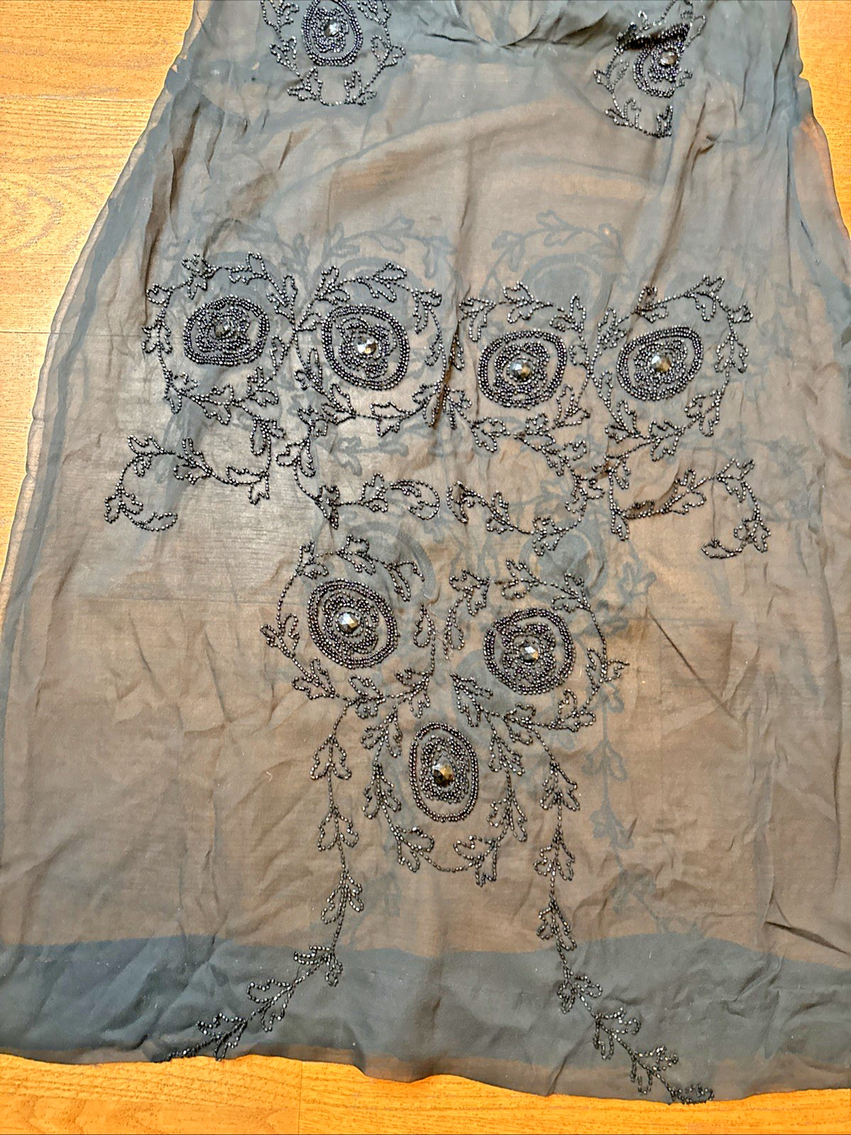 Antique 1920s Beaded Silk Chiffon Flapper Dress – Authentic Art Deco Tabard