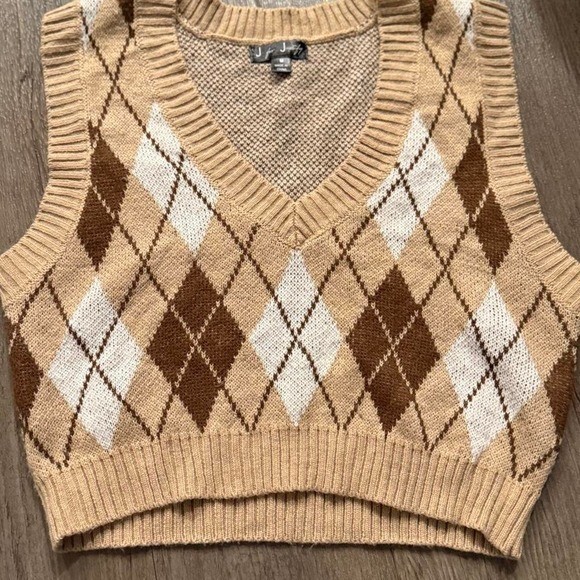 Vintage y2k 2000s brown & tan argyle sweater vest