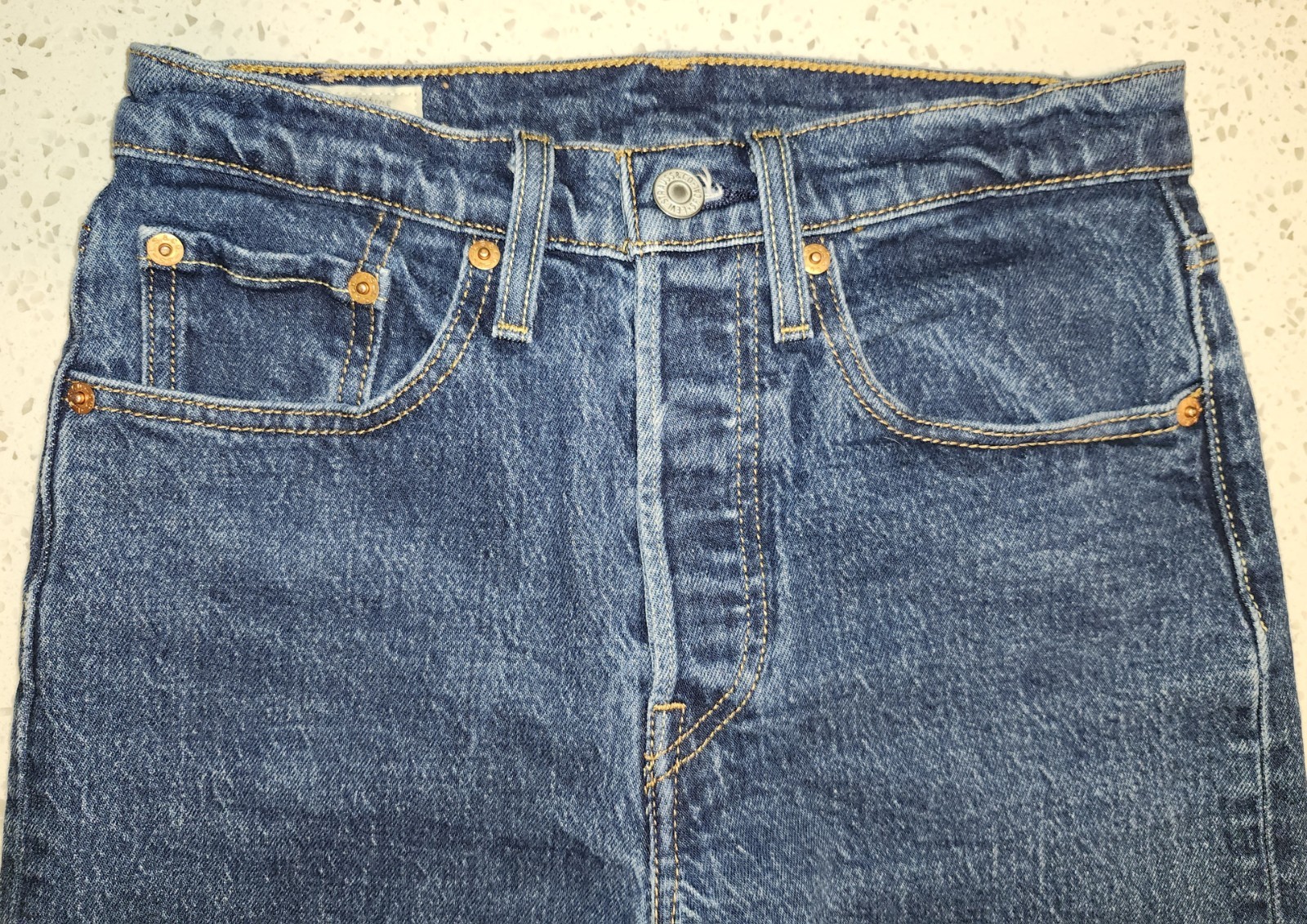 Vtg Style Big E Levi&rsquo;s 501 S Red Label Skinny Button Fly Embroidered SZ 26/28!
