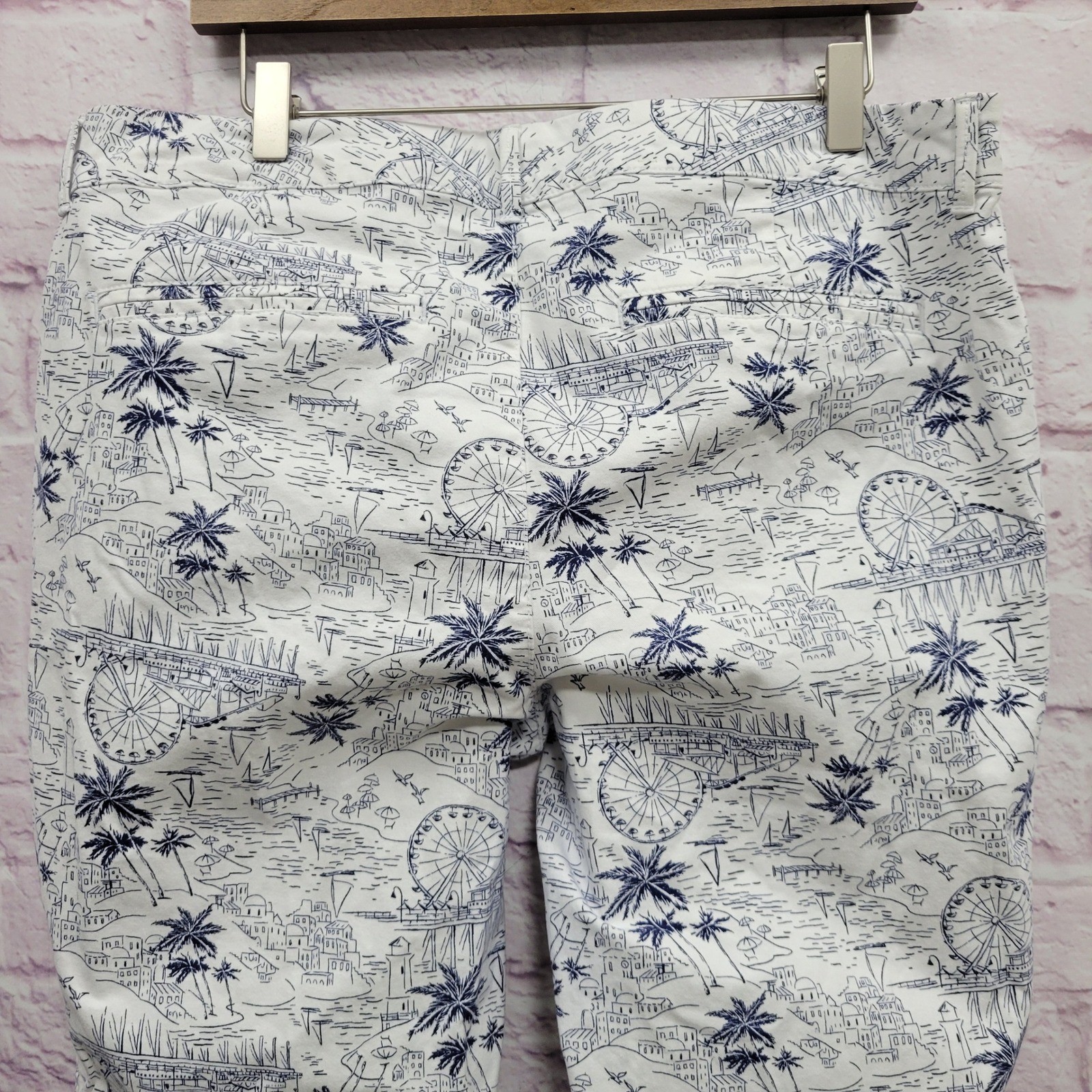 Old Navy Pixie Chino Ankle Pants Wmns 14 Scenic Toile Print Y2K Coquette Preppy