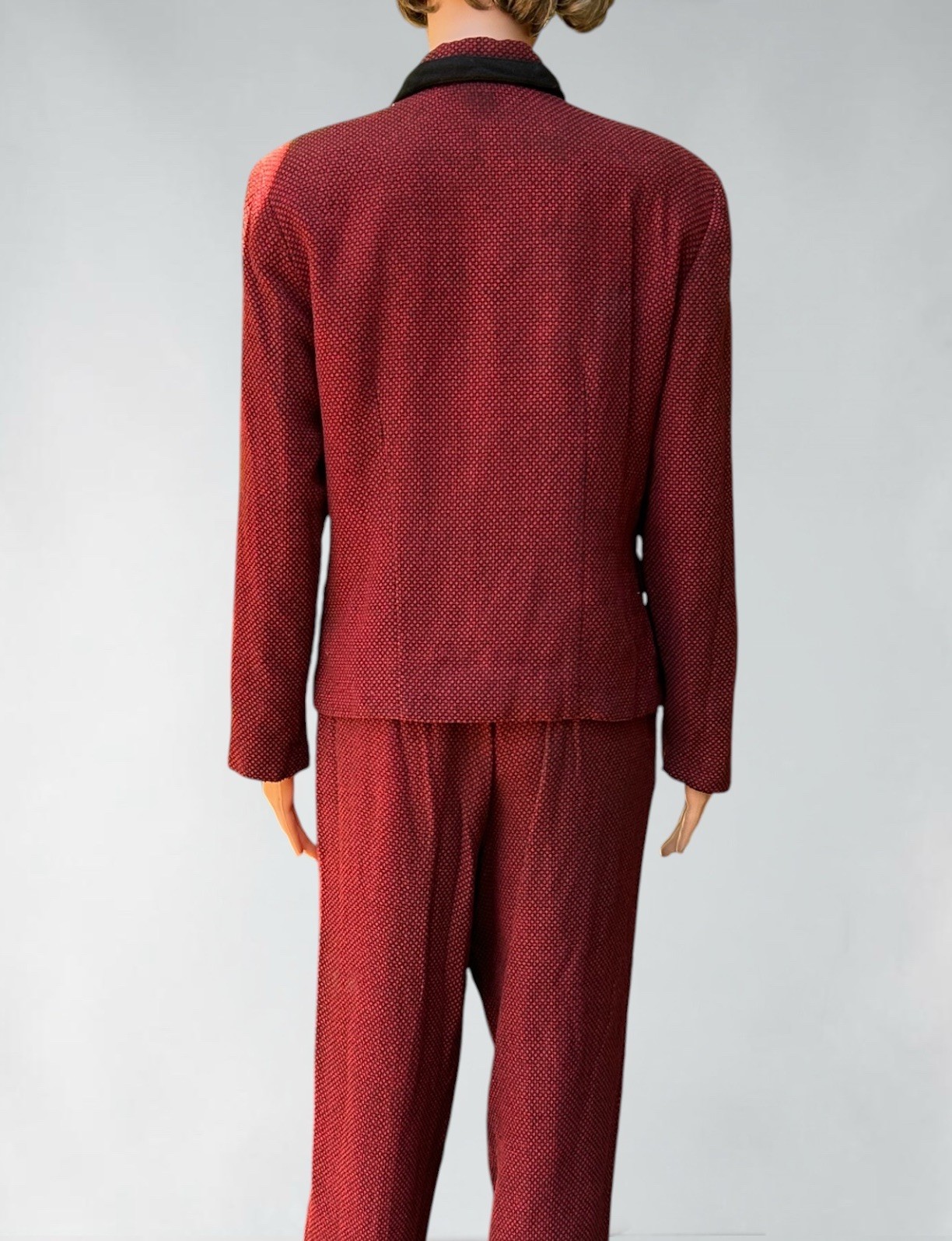Vintage Wool Pants Suit Blended Wool Red Blazer Pleats Trousers Size 6 1990s Y2k