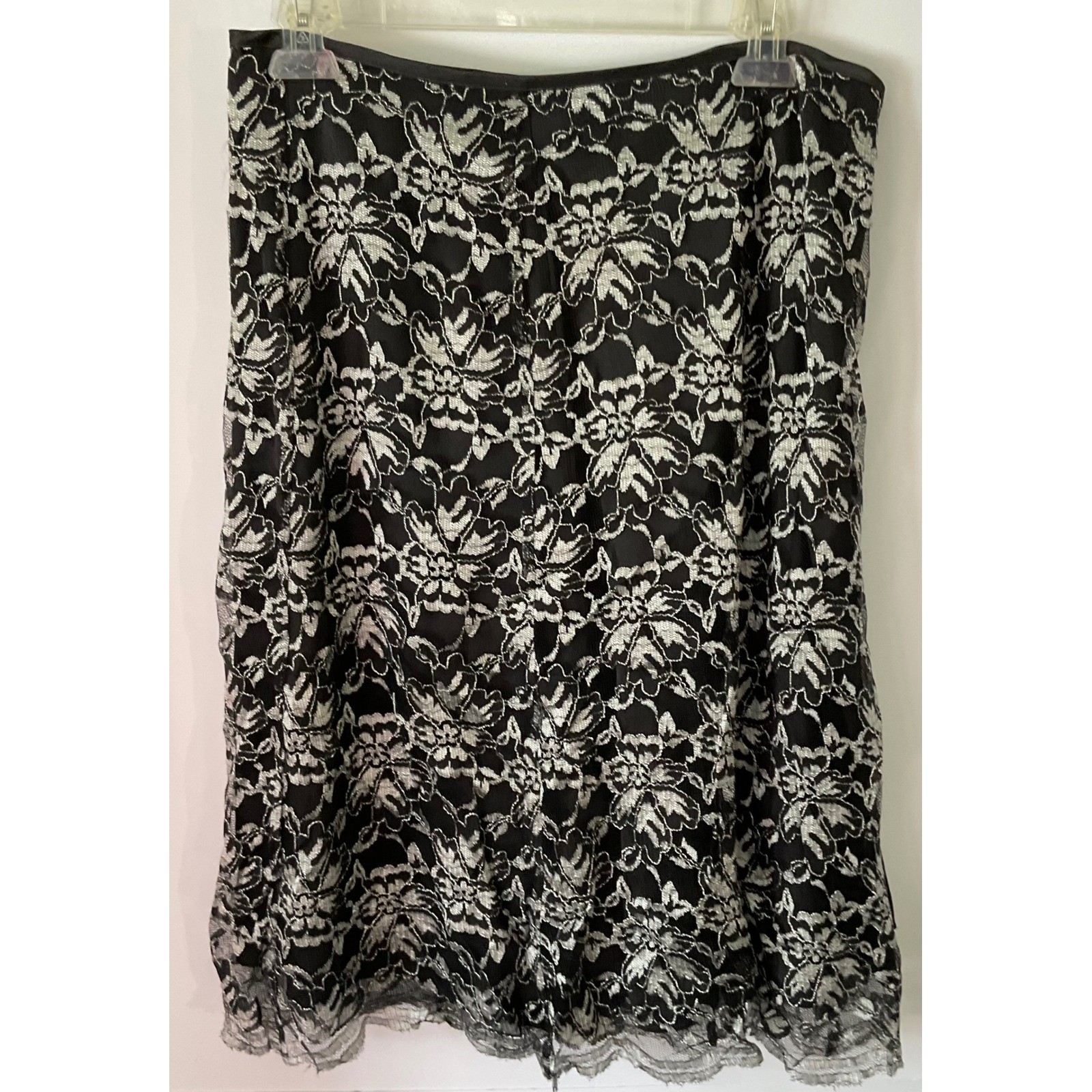 Elementz Womens Black Silver Floral Lace Camisole and Skirt Set vintage M