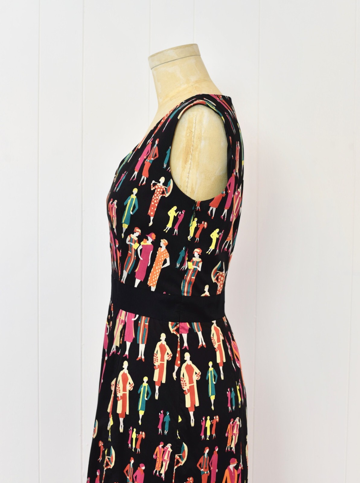 1990s/2000s Y2K Flapper Ladies Art Deco Novelty Print Kay Unger New York Dress
