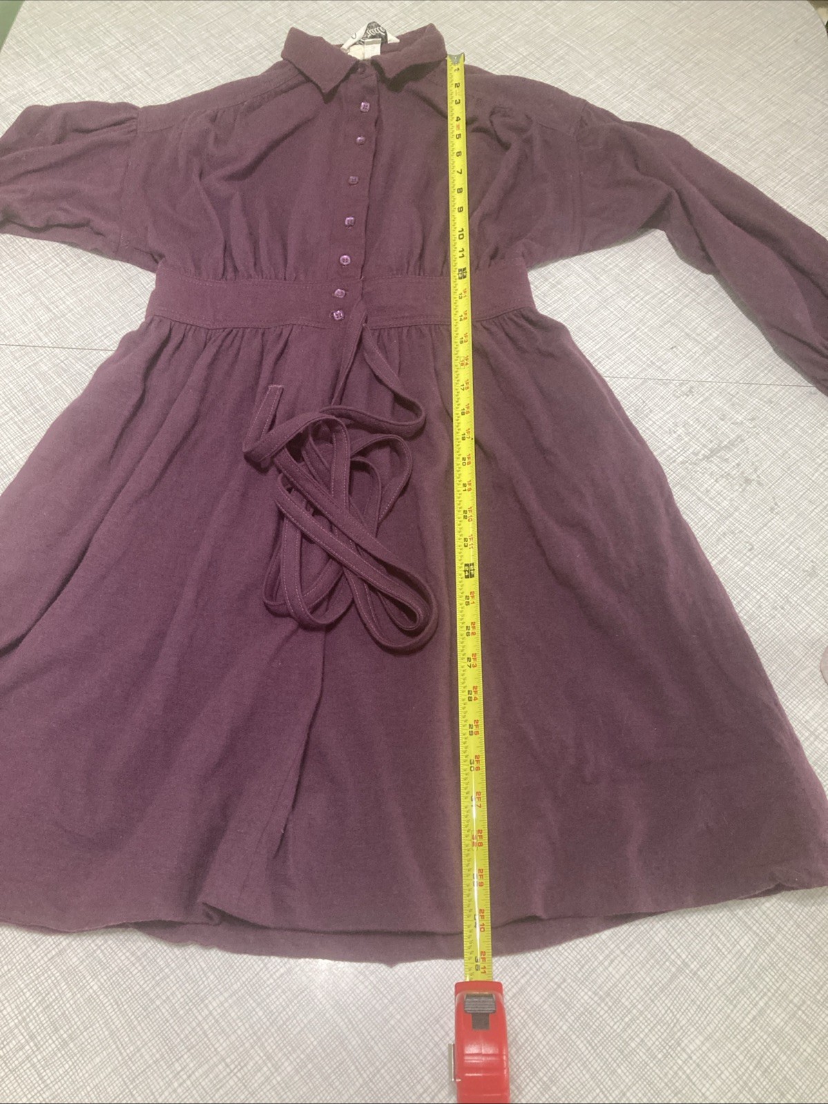 VTG 70s Parade New York Secretary Dress XS Plum Purple Union Made Flannel Feel