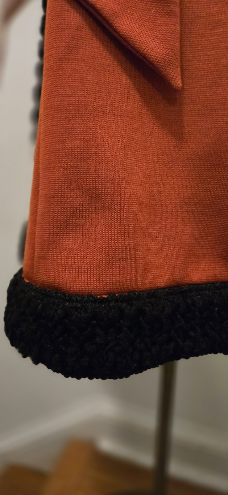 Vtg Alfred Werber 1960S MOD Red Wrap Coat Foxy Red & Black Shearling Accen S/M