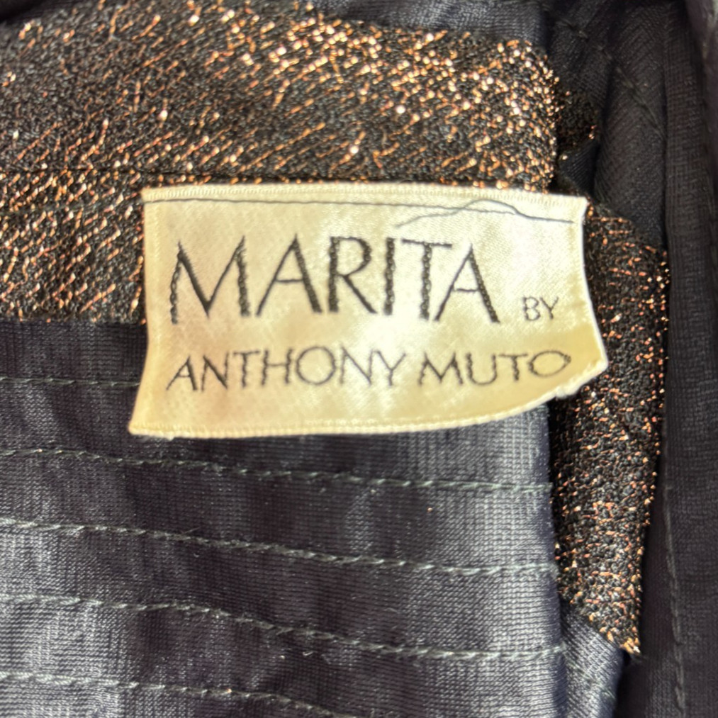 Marita By Anthony Muto Retro Bronze Sequined Long Vintage Dress 60&rsquo;s