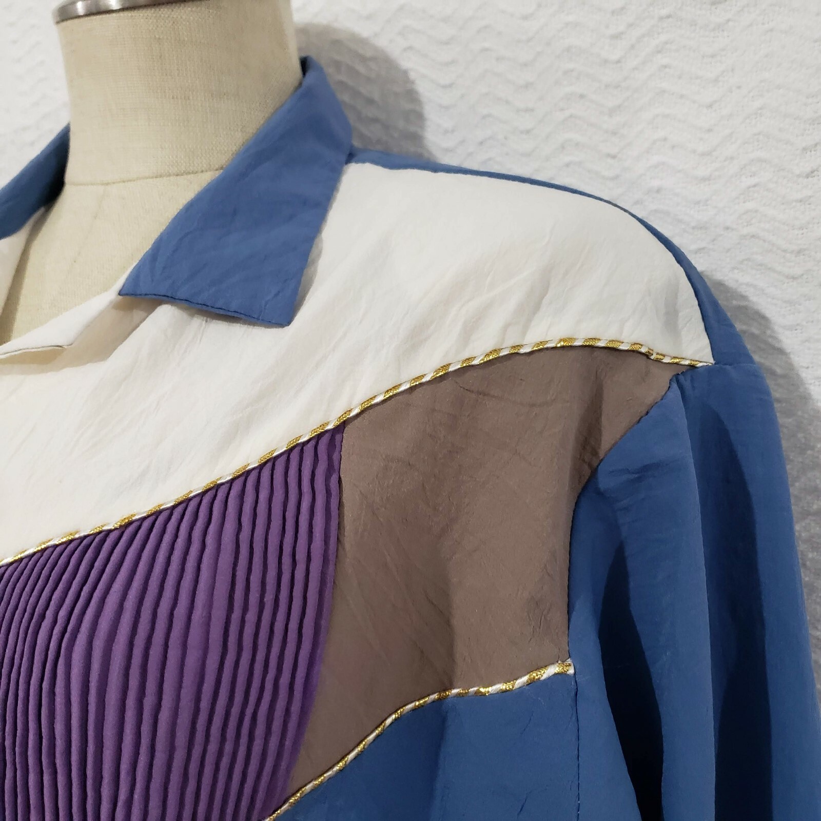 Vtg Teddi Blue Multicolor Pullover Top XL