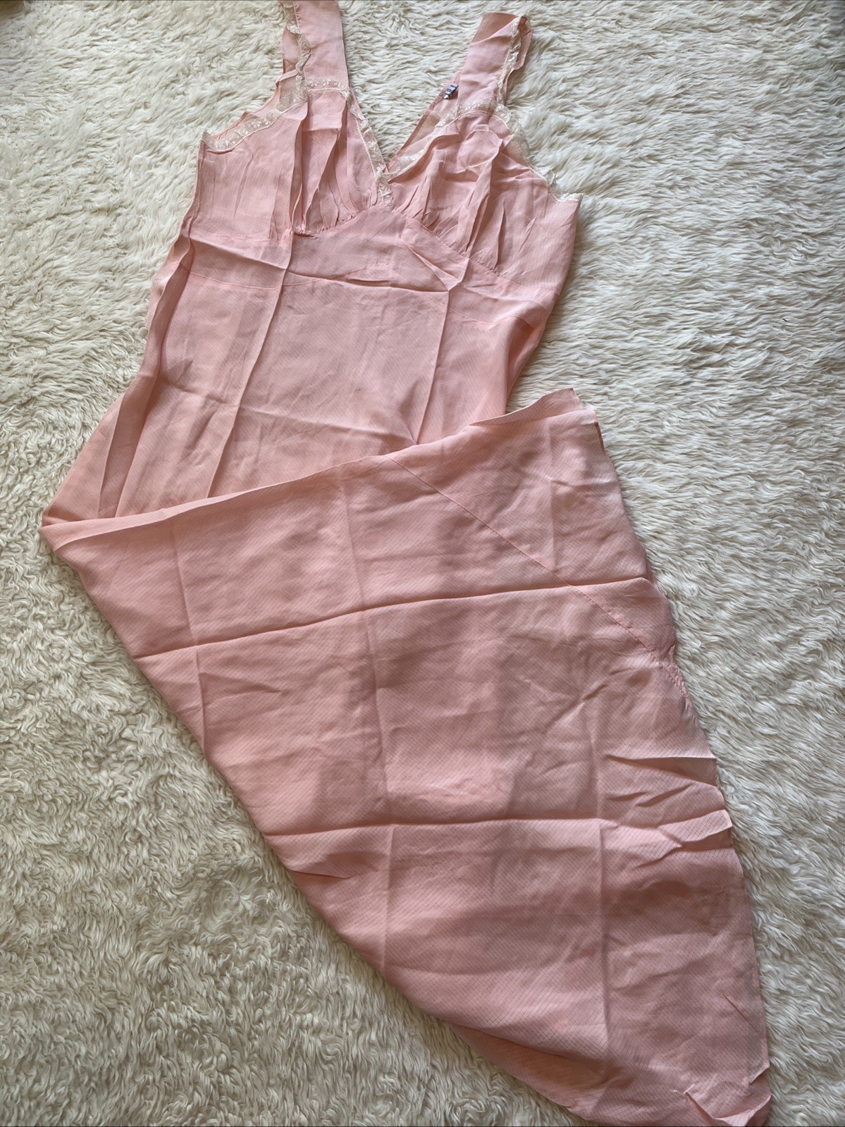 Vintage Stonecutter Slip Dress Bias Cut Pink Peach 30s 40s Rare XL?