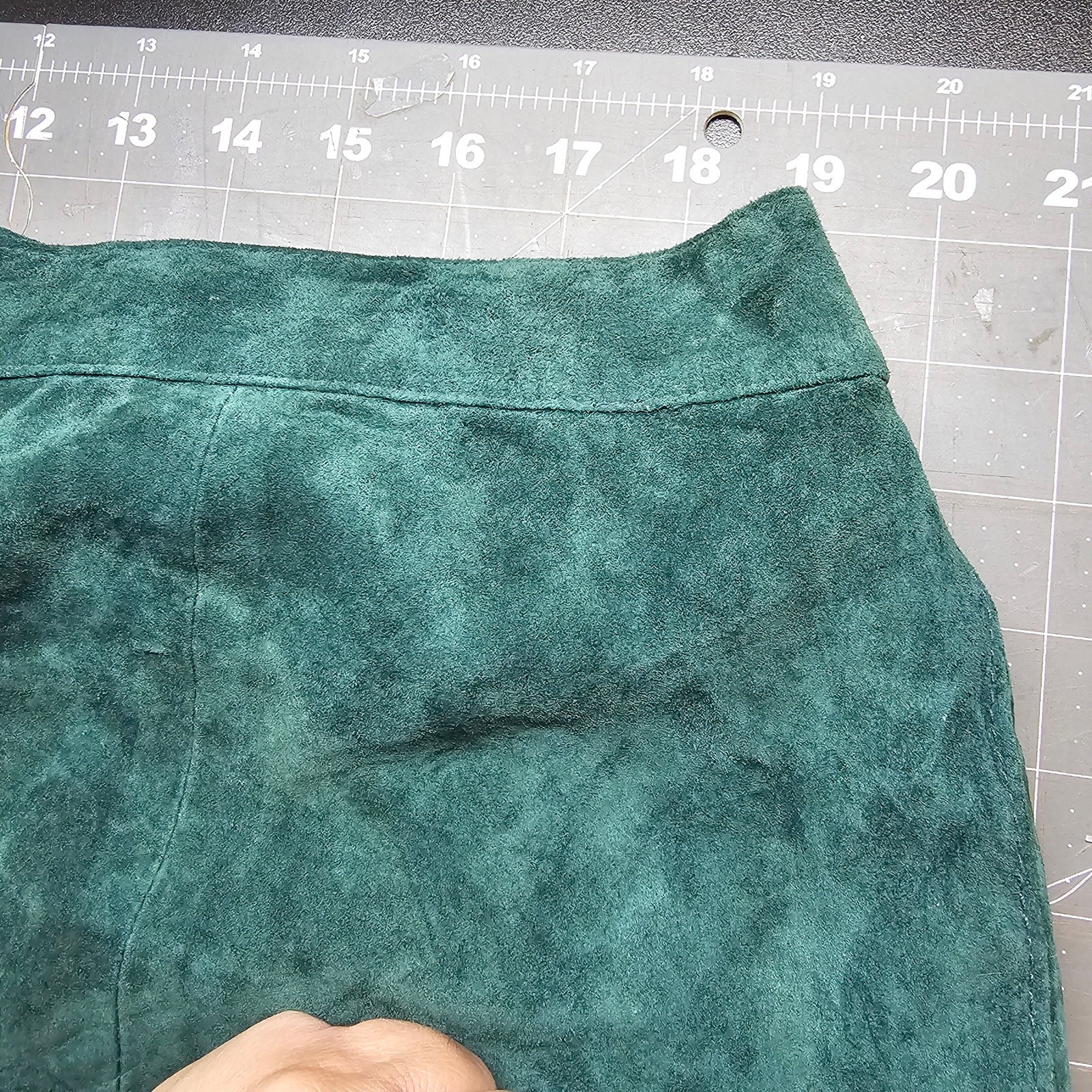Vintage Gitano Leather Skirt Womens 2X Green Pencil Retro Glam Rock Retro 90s