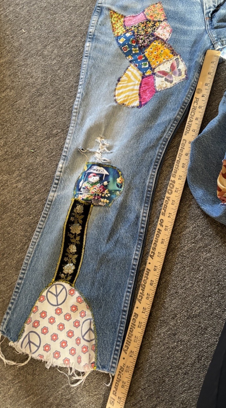 Vintage Sears Roebucks Patchwork Jeans No Size Tag Waist 28