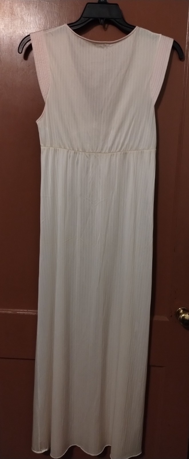 Vintage Lorraine Nylon Nightgown Small USA-STRIPED PINK BEIGE-loose bottom hem