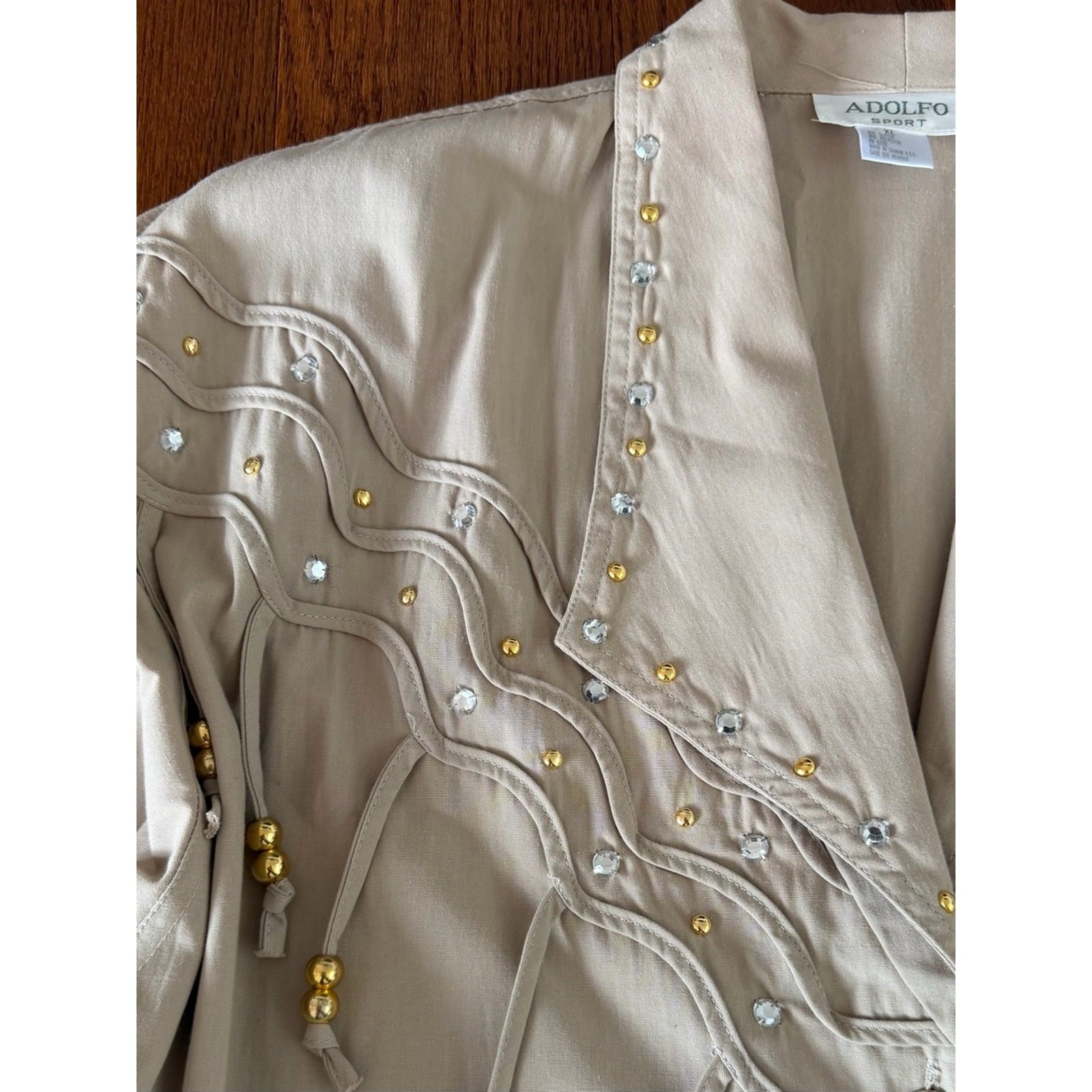 Vintage Embellished Lightweight Jacket with Tassels Adolfo Relaxed Fit size XL