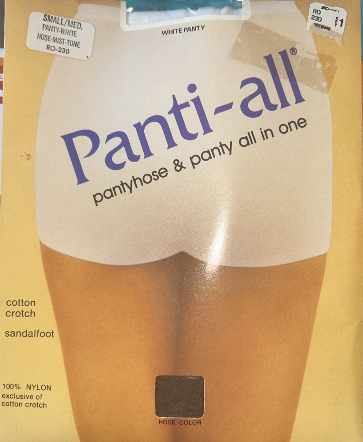 Panti-All Hose & Panty All-In-One White Panty Sandalfoot Mist-Tone NOS S/M VTG