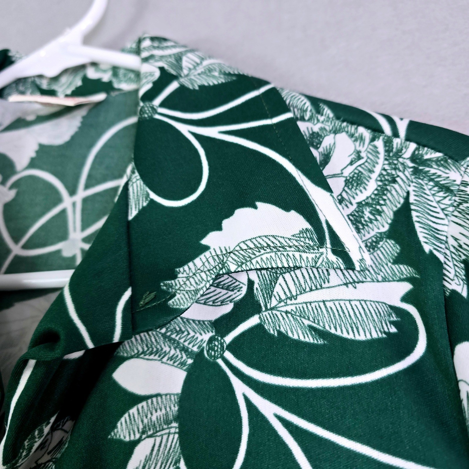 Vintage 70s Graff Floral Button Blouse Women S Green White Disco Chic Mod Boho
