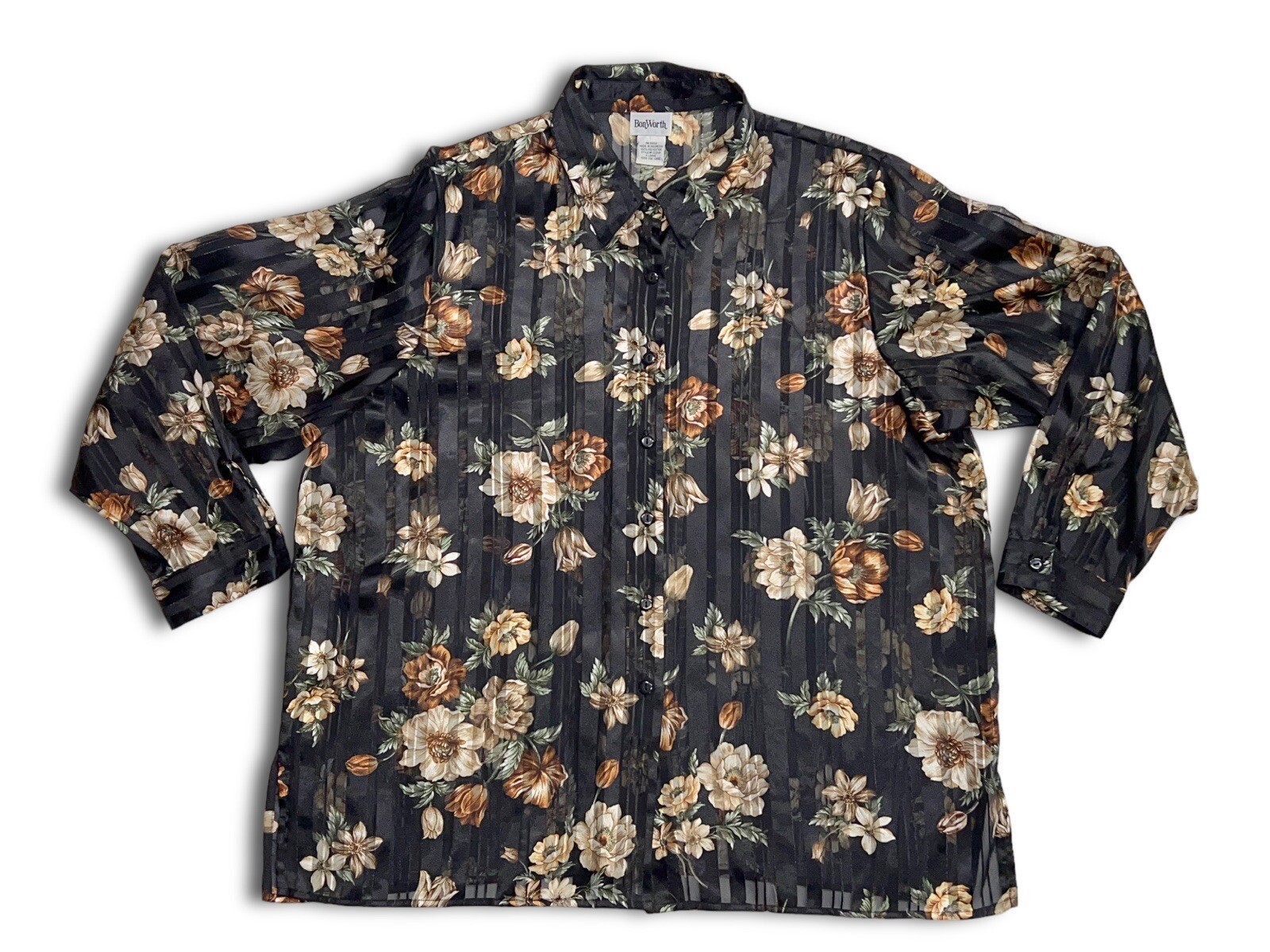 Vintage oversized bonworth sheer floral oversized button up Xl