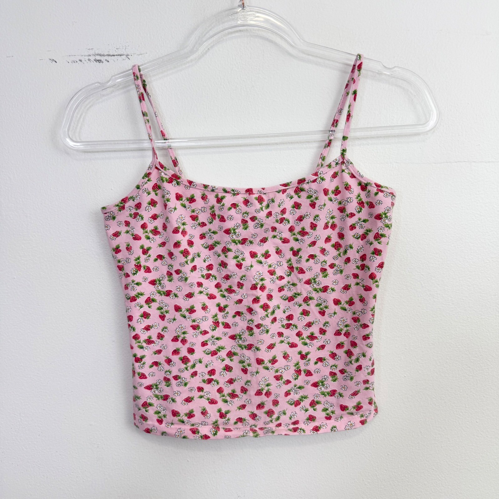 Vintage Y2K Energie Strawberry Floral Cami Tank Top Women&rsquo;s Size M Pink