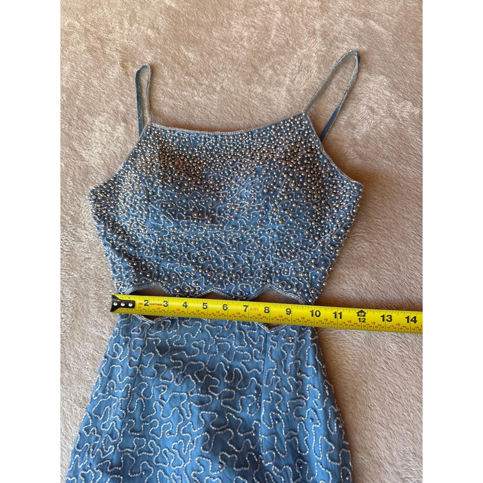 Andretta Donatello 90s Silk Beaded Gown with Cutout Waist Detail