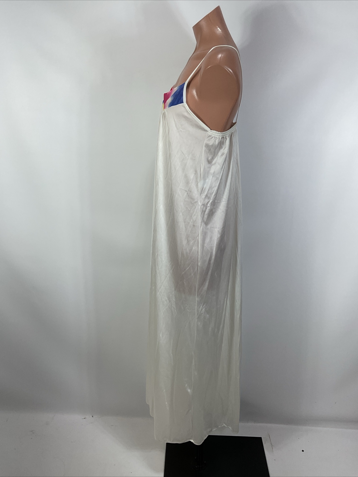 VINTAGE INNER MOST BY SEARS White Abstract LONG GOWN Nightgown Slip Dress M USA