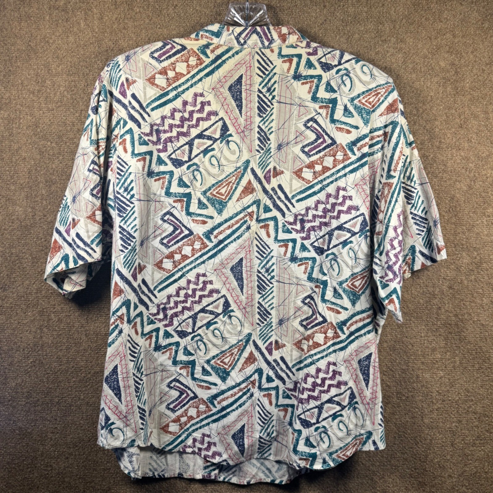 VTG Plus Size Cherokee Shirt Button Abstract XL 2XL 22W Geometric Tribal 90s USA