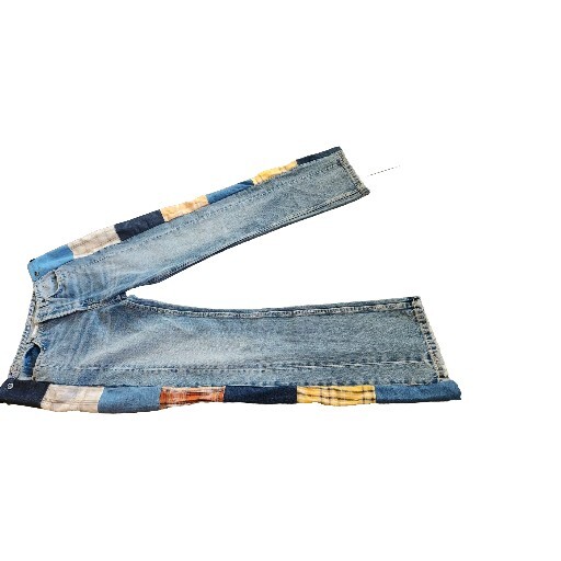 1960&rsquo;s Style Patchwork Distressed Boho Hippie Jeans Button Fly 36.5&Prime; Waist ZARA