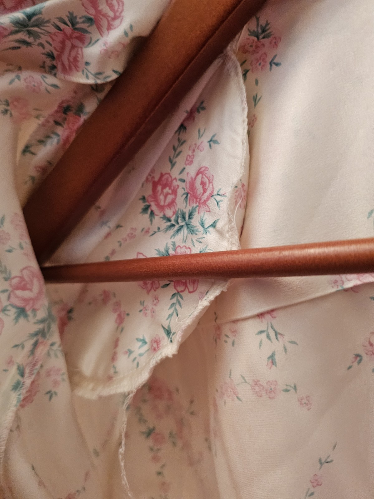 VTG Nordstrom Lingerie 100% Silk Wrap Robe Floral Cream Pink Romantic Luxury L
