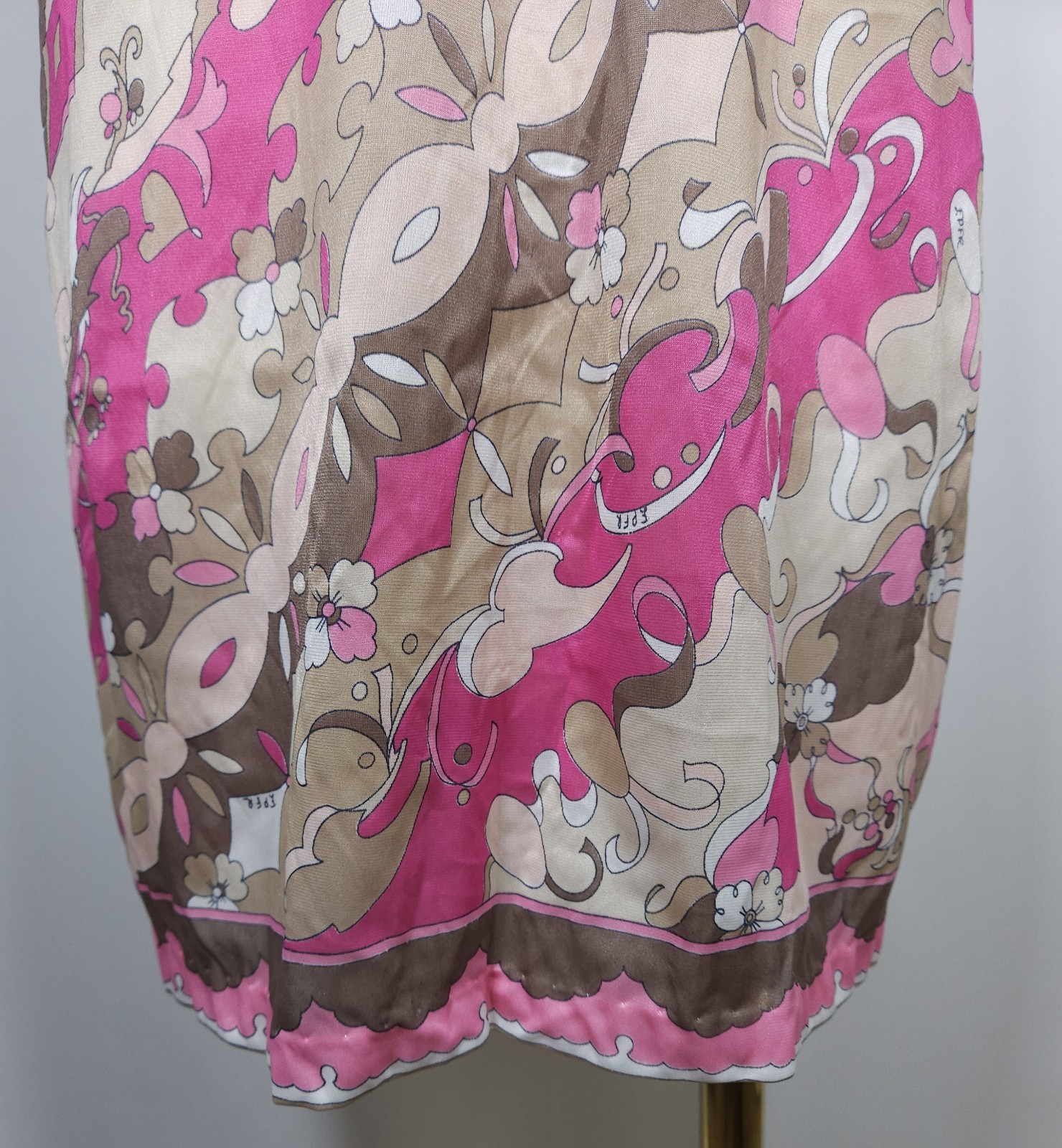 Vintage Emilio Pucci Nylon Mini Dress Form Fit Rogers Pink Tan Women&rsquo;s Size 34