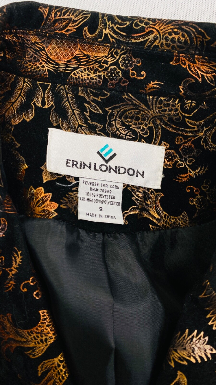 Metallic floral jacket copper bronze black velour patterned steampunk blazer