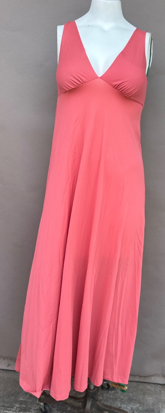 Vintage John Kloss Peignoir Set Small Salmon Robe Nylon Nightgown Hollywood Glam